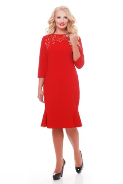 Оригинальное платье с перфорацией Анюта красная 54