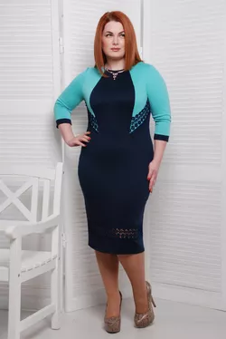 Платье женское трикотажное Анита синий/бирюза