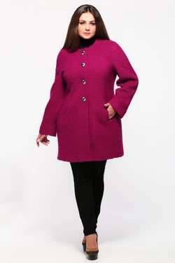 Пальто женское цвета вишни длинный рукав 54