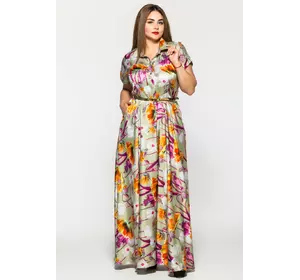 Элегантное длинное платье Алена цветочная 48